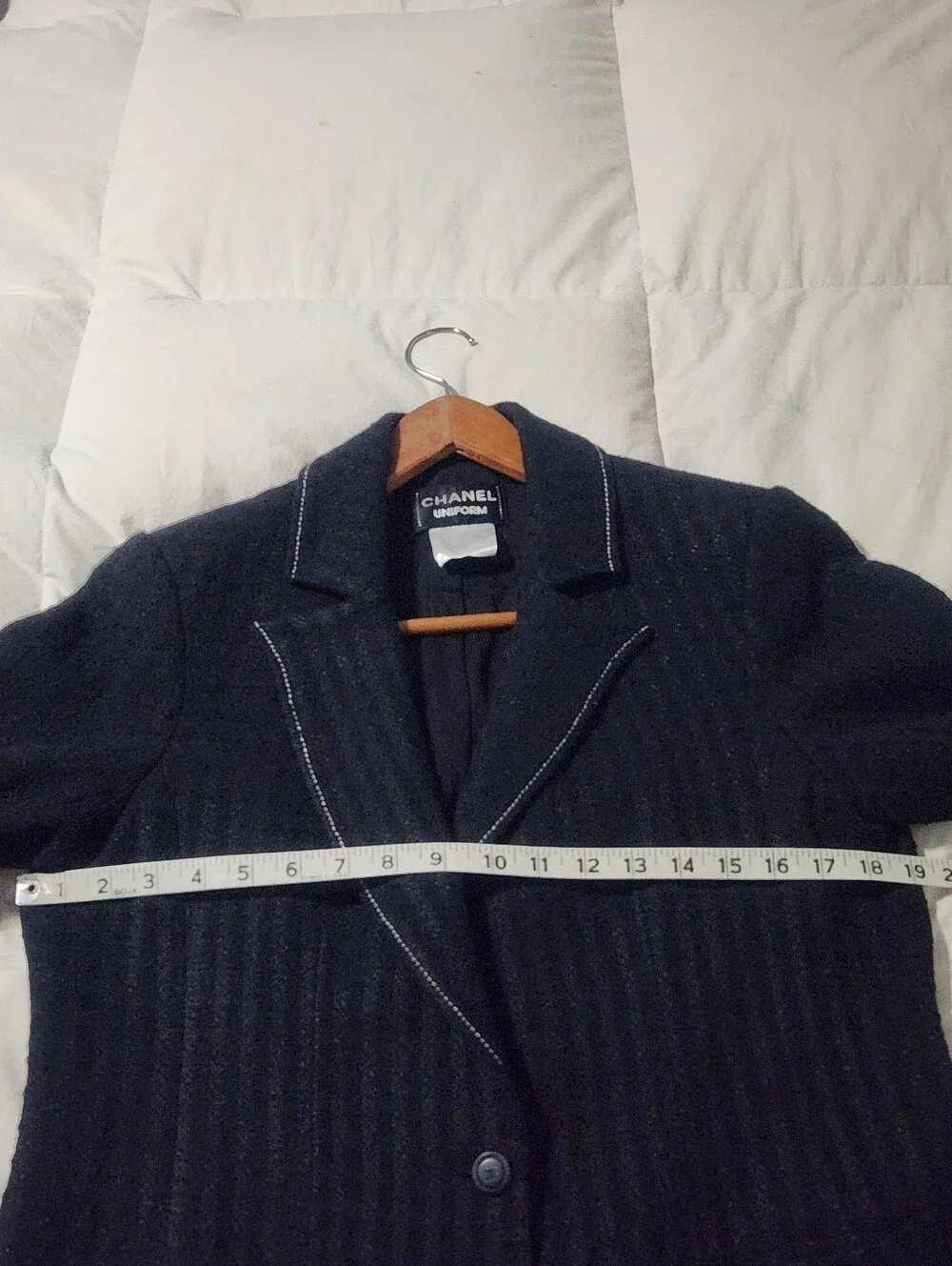 Rare Chanel Blazer Jacket Navy Black Tweed Size 42 US10 READ